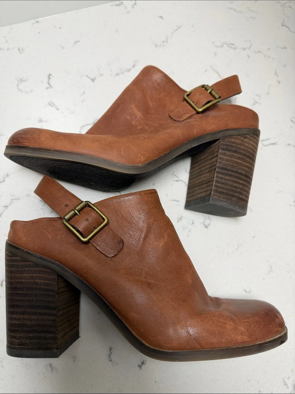 Lucky Brand Brown Leather Slingback Booties